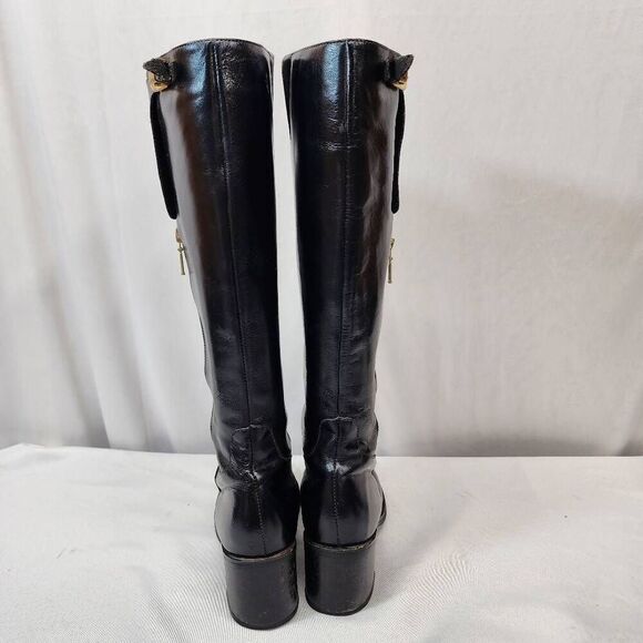 Marruecos Women's 5 Black Leather Knee-High Riding Boots Columbian - Picture 4 of 13